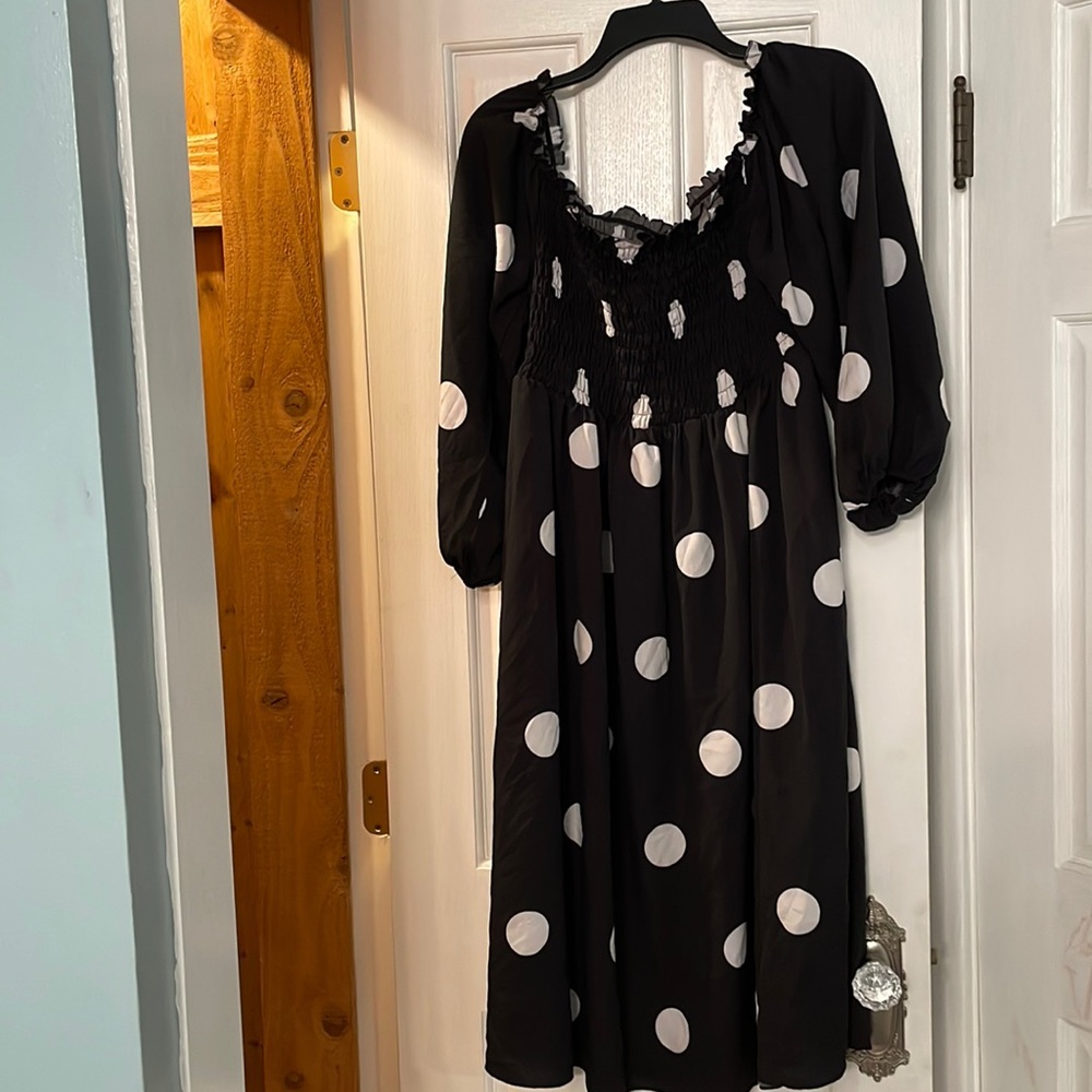 Black and white. Polka dot dress